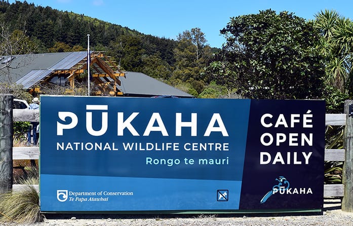 Entrance sign at Pukaha National Wildlife Centre