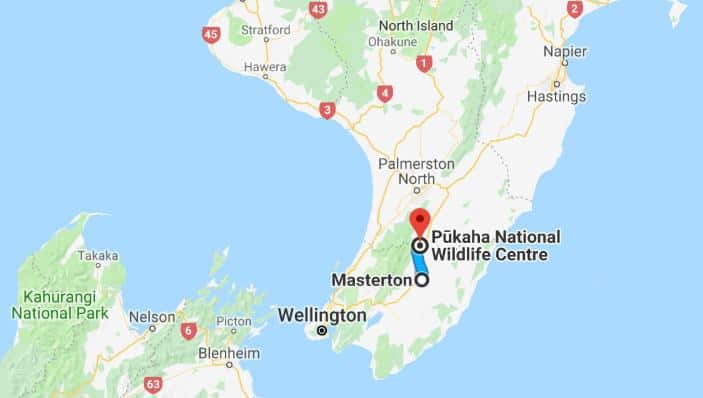 Map showing location of Pukaha National Wildlife Centre