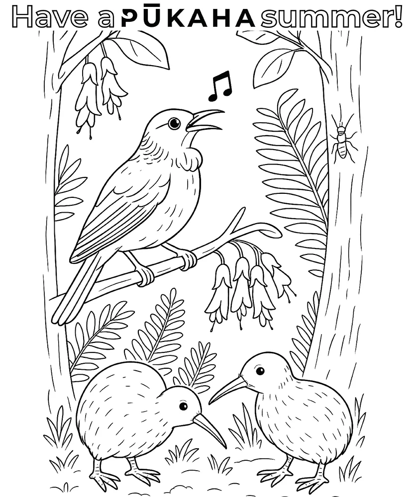 Pukaha Summer Colouring Competition 2025 pic Pukaha Summer Colouring Competition 2025 pic